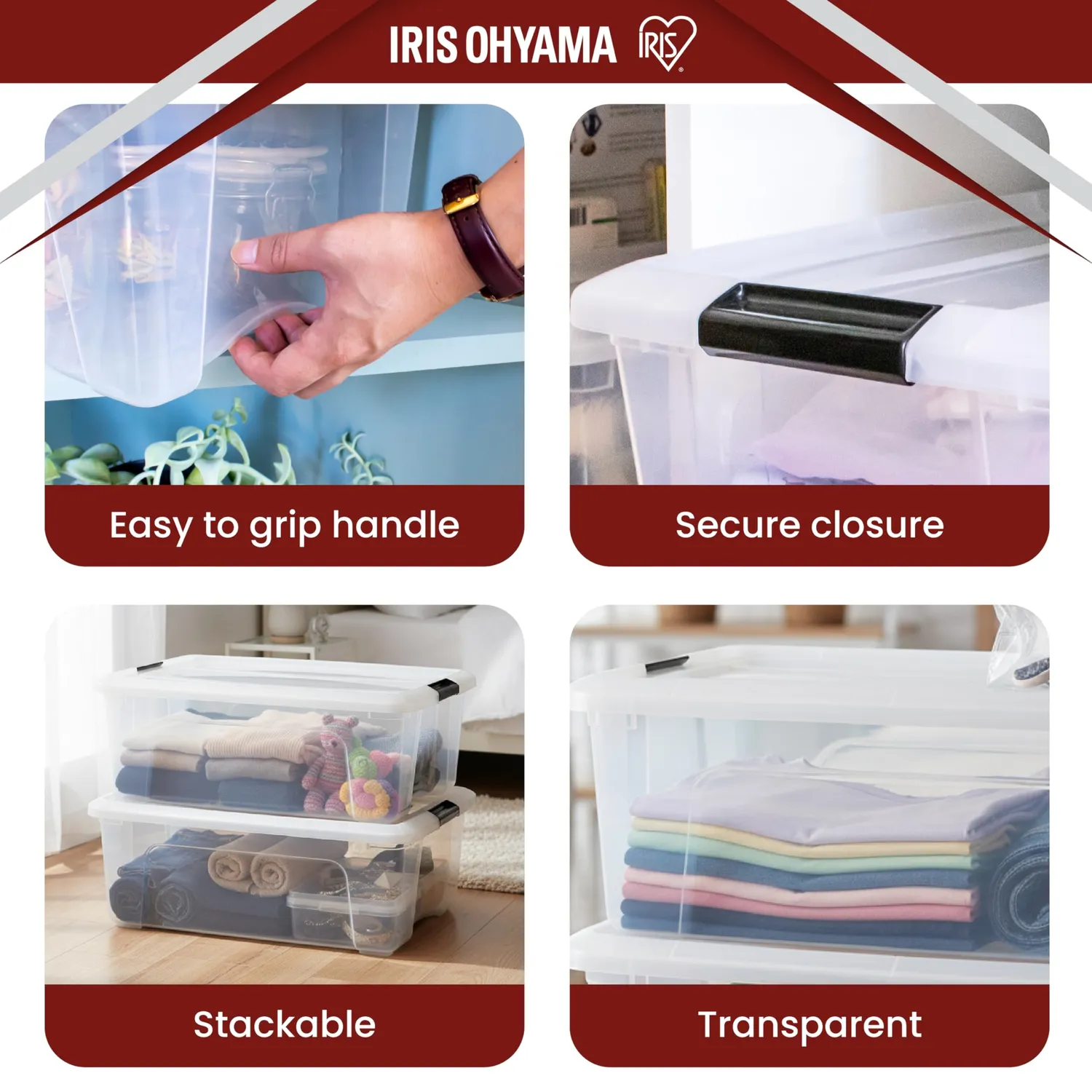 Iris Ohyama NTB-30 Aufbewahrungsbox 30 L 6er-Set transparent