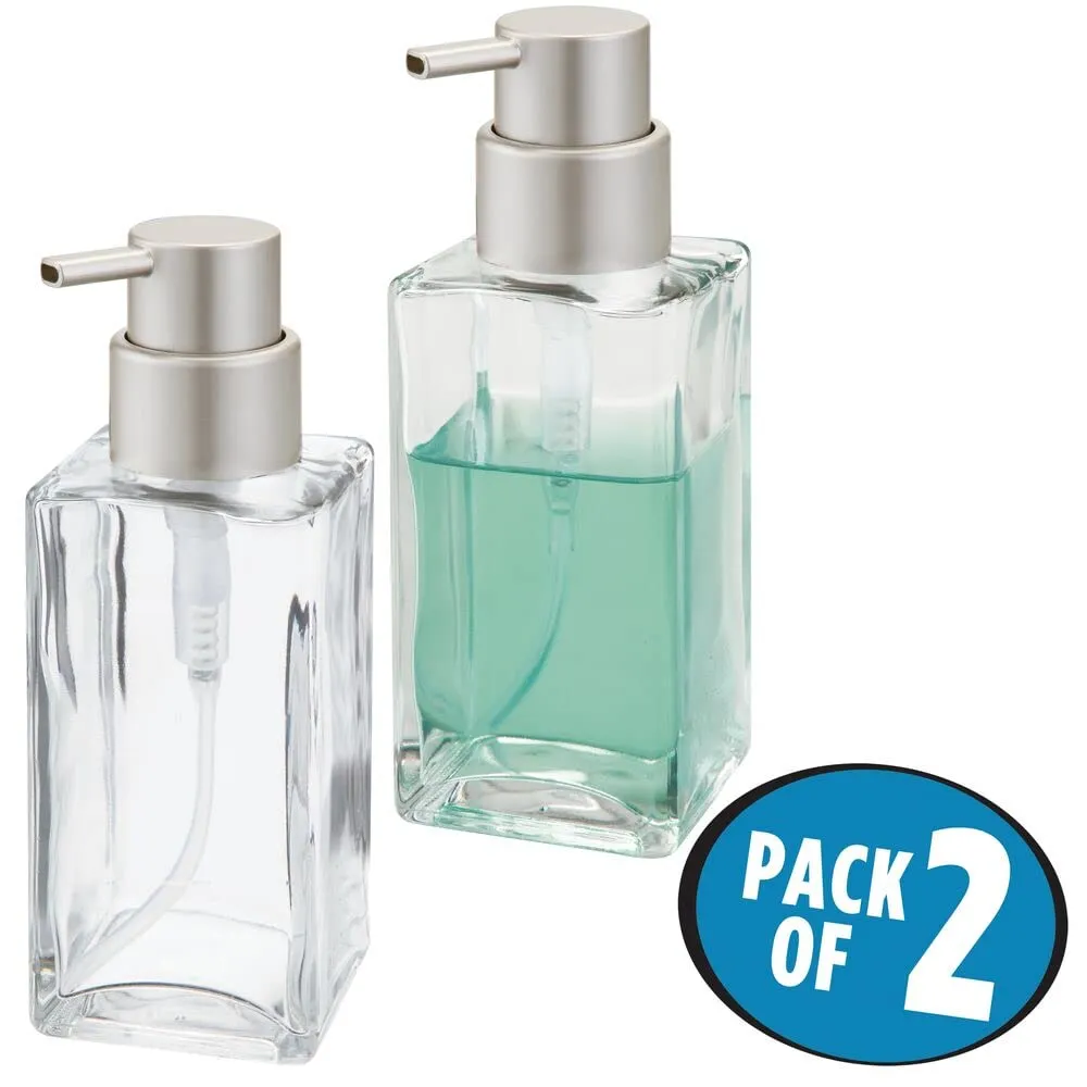 mDesign Seifenspender 2er-Set 414 ml Glas transparent