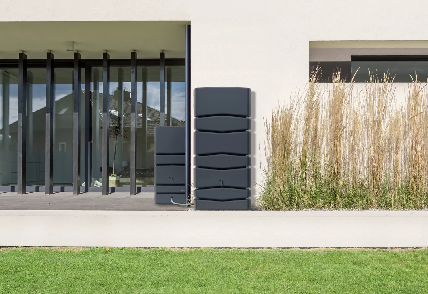 Kreher Aqua Tower Regentonne Anthrazit 650L mit Hahn