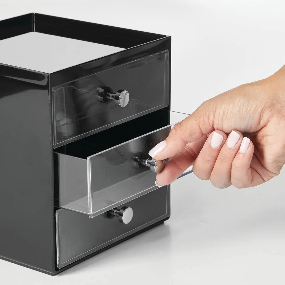 mDesign Schreibtisch Aufbewahrungsbox 3 Schubladen schwarz