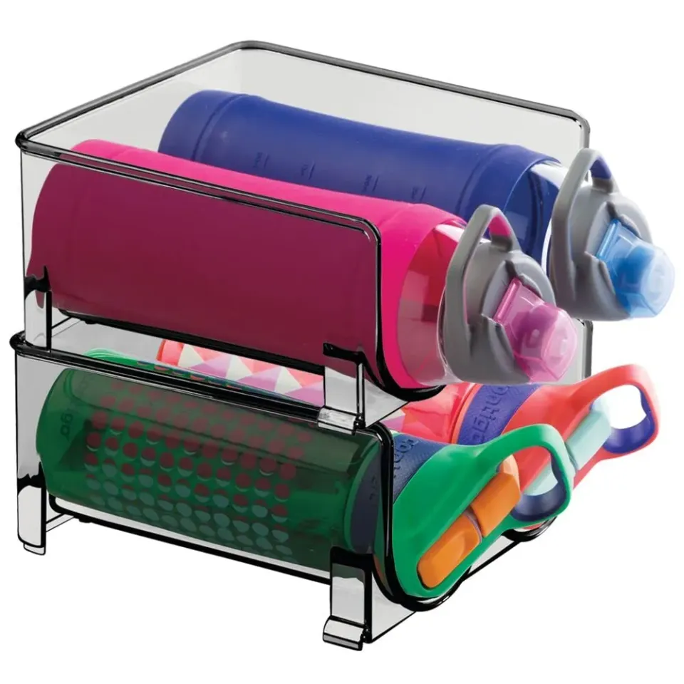 mDesign Weinflaschenregal Rauchgrau 2er-Set stapelbar