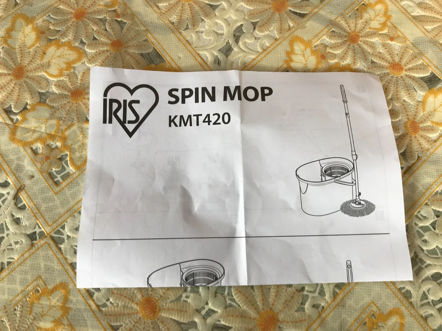 Iris Ohyama KMT-420 Spin Mop grau mit Schleudereimer Set