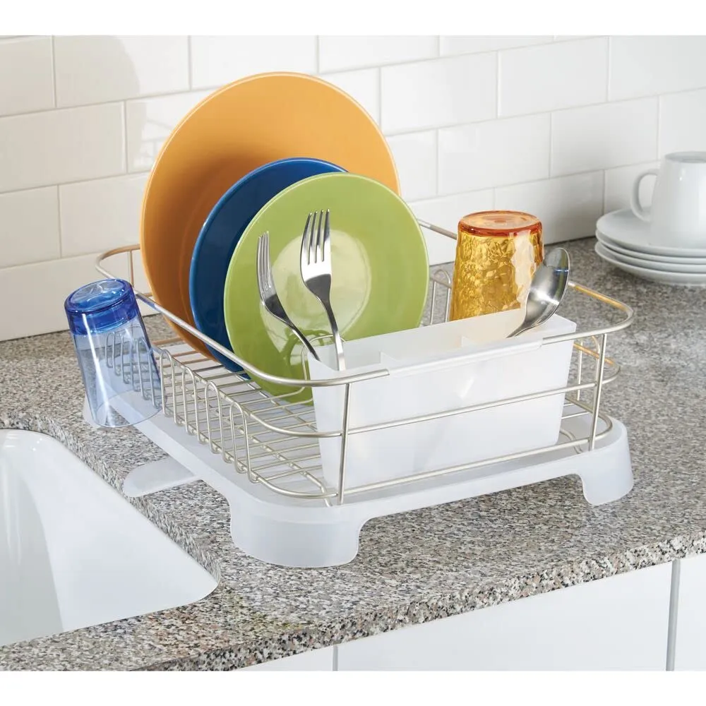mDesign 3513MDKEU Abtropfkorb mit Besteckkorb satiniert