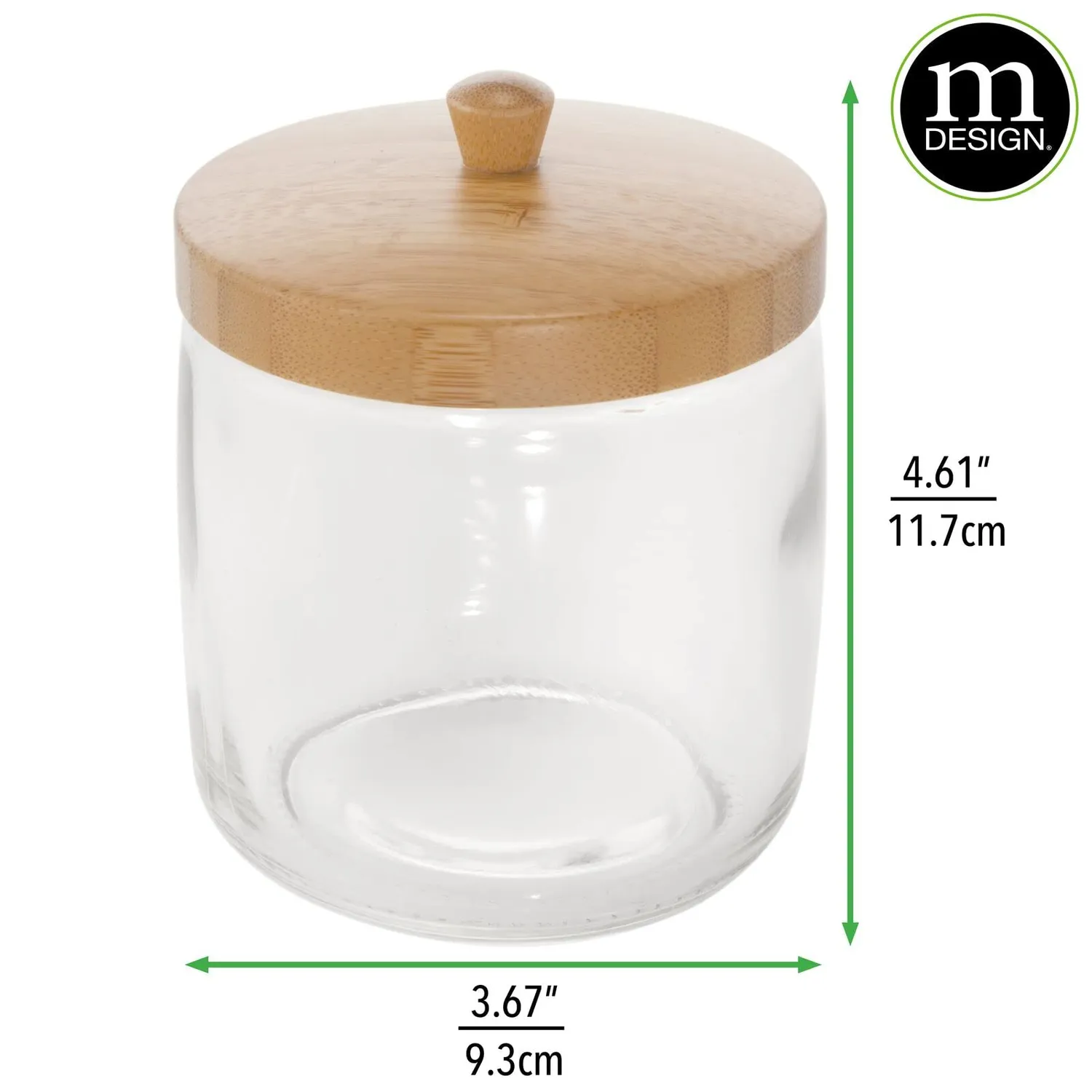 mDesign Wattepadspender Glas Bambus 2er-Set
