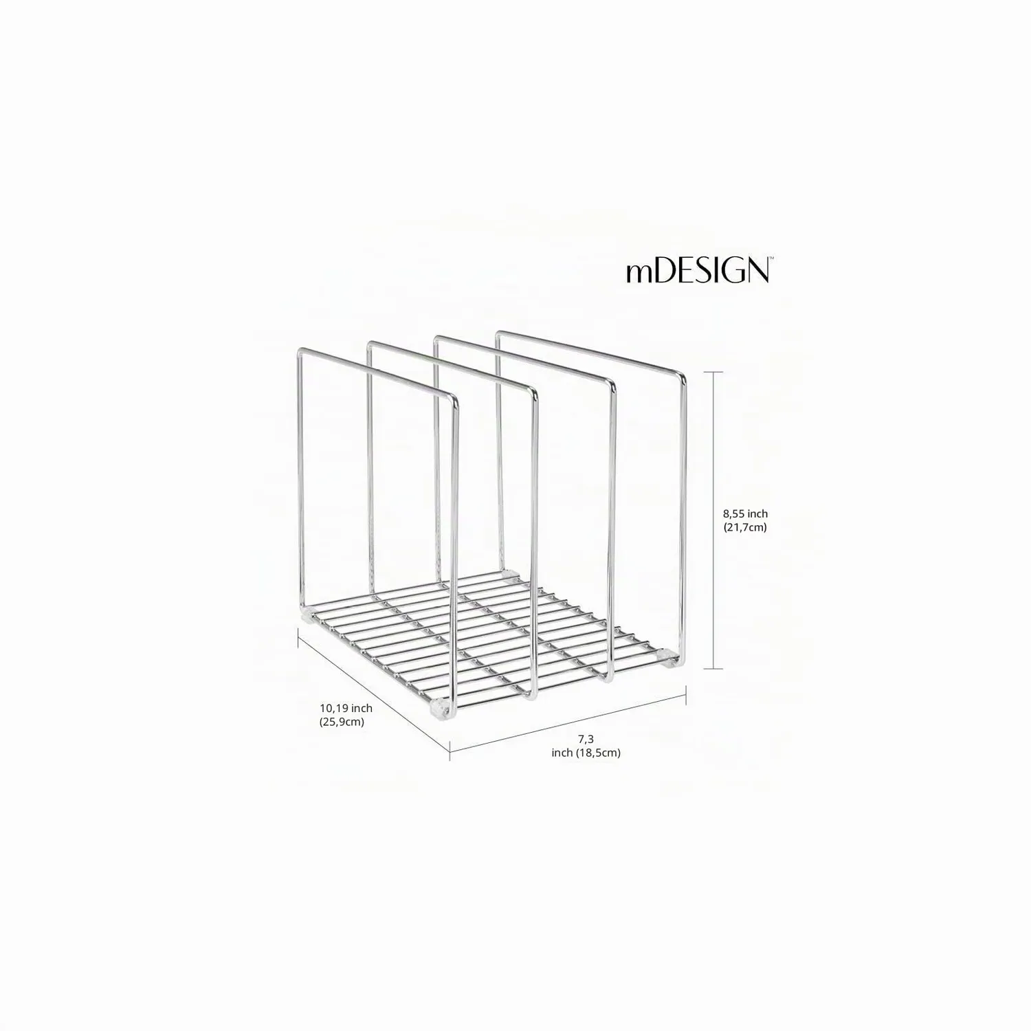 mDesign Deckelhalter Metall silberfarben 25,9x18,5cm