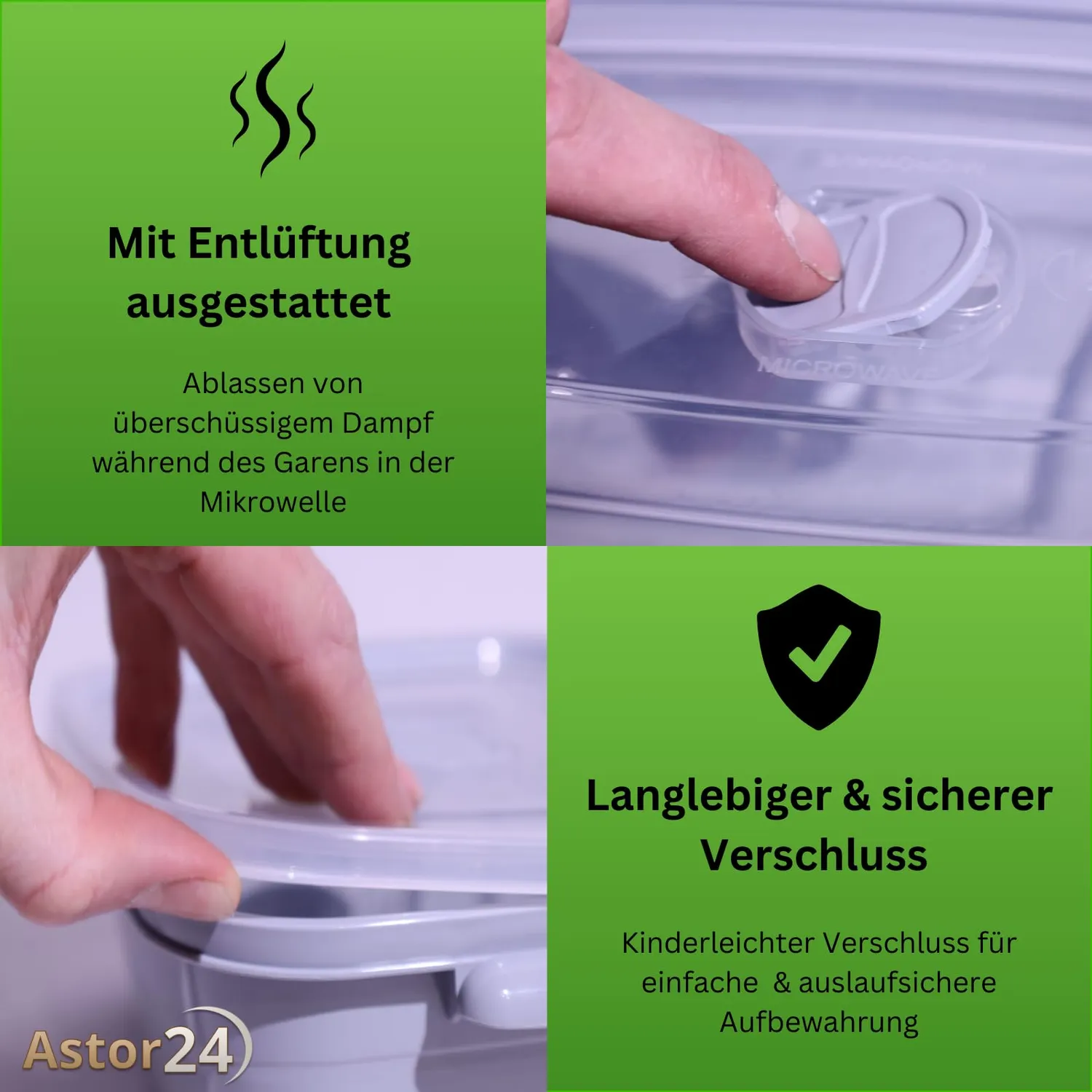 astor24 Mikrowellengeschirr 3er Set rund 2L BPA-frei