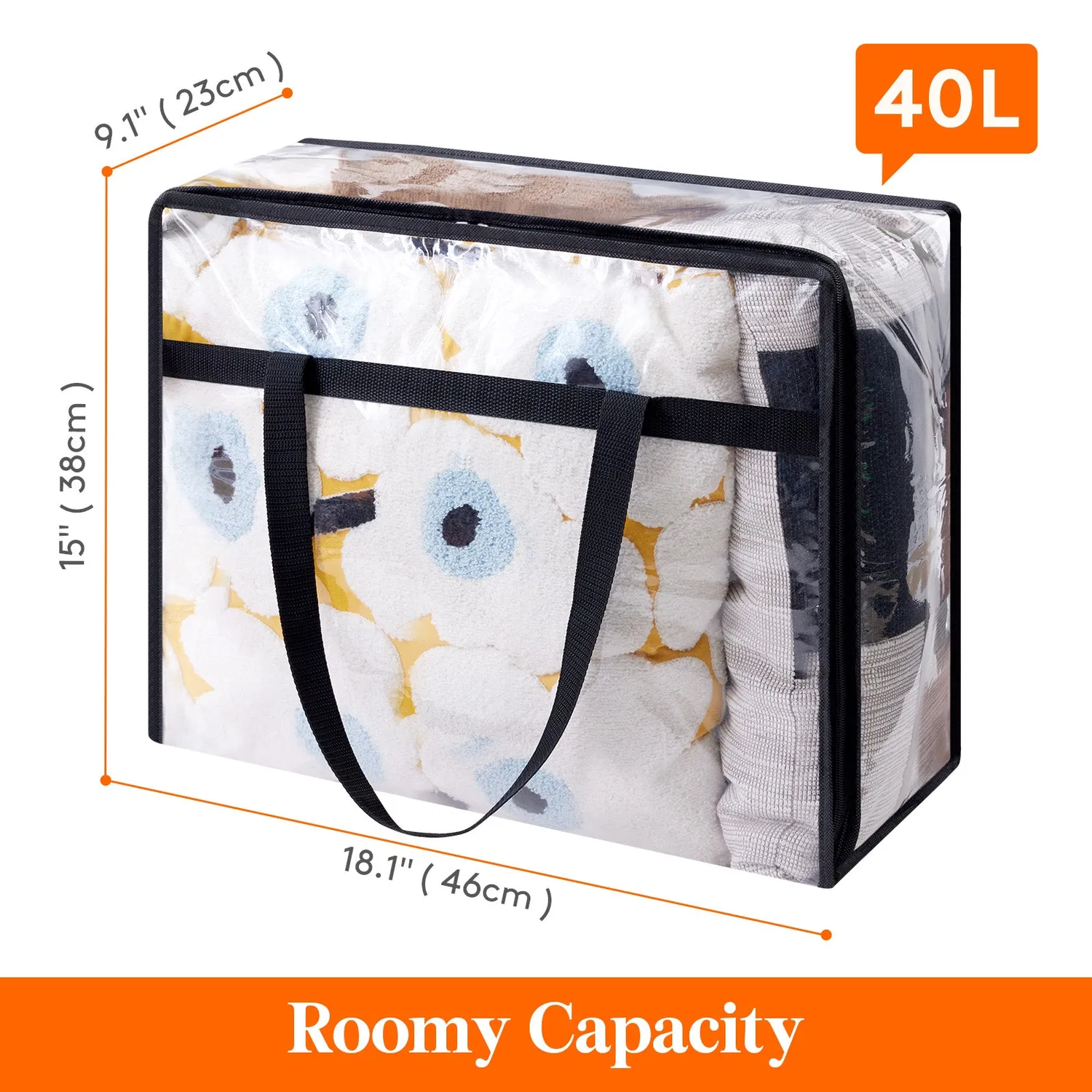 Lifewit Aufbewahrungstasche 40L Transparent 4er Pack