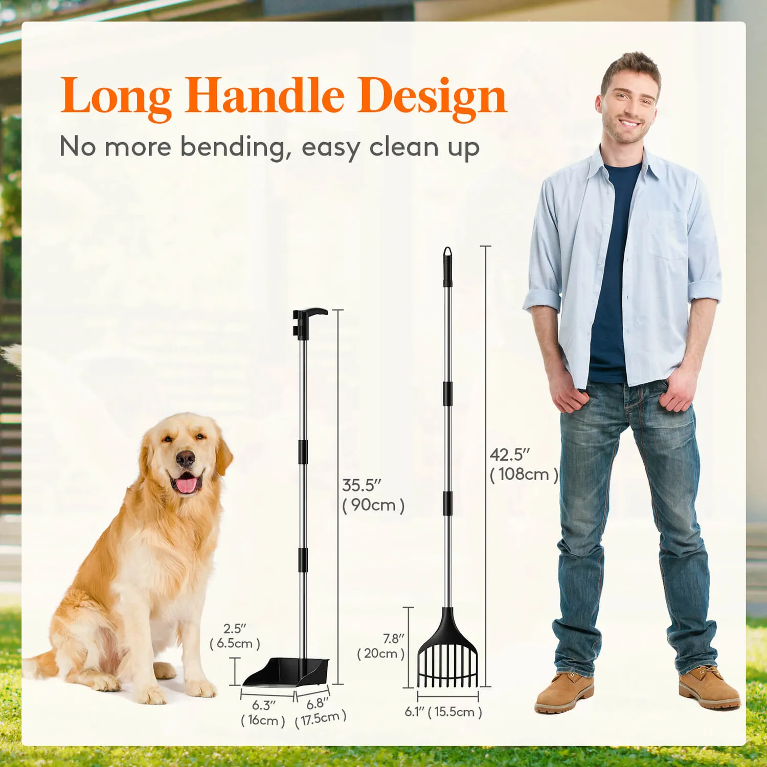 Lifewit Kot Schaufel Set Hundeschaufel langer Stiel