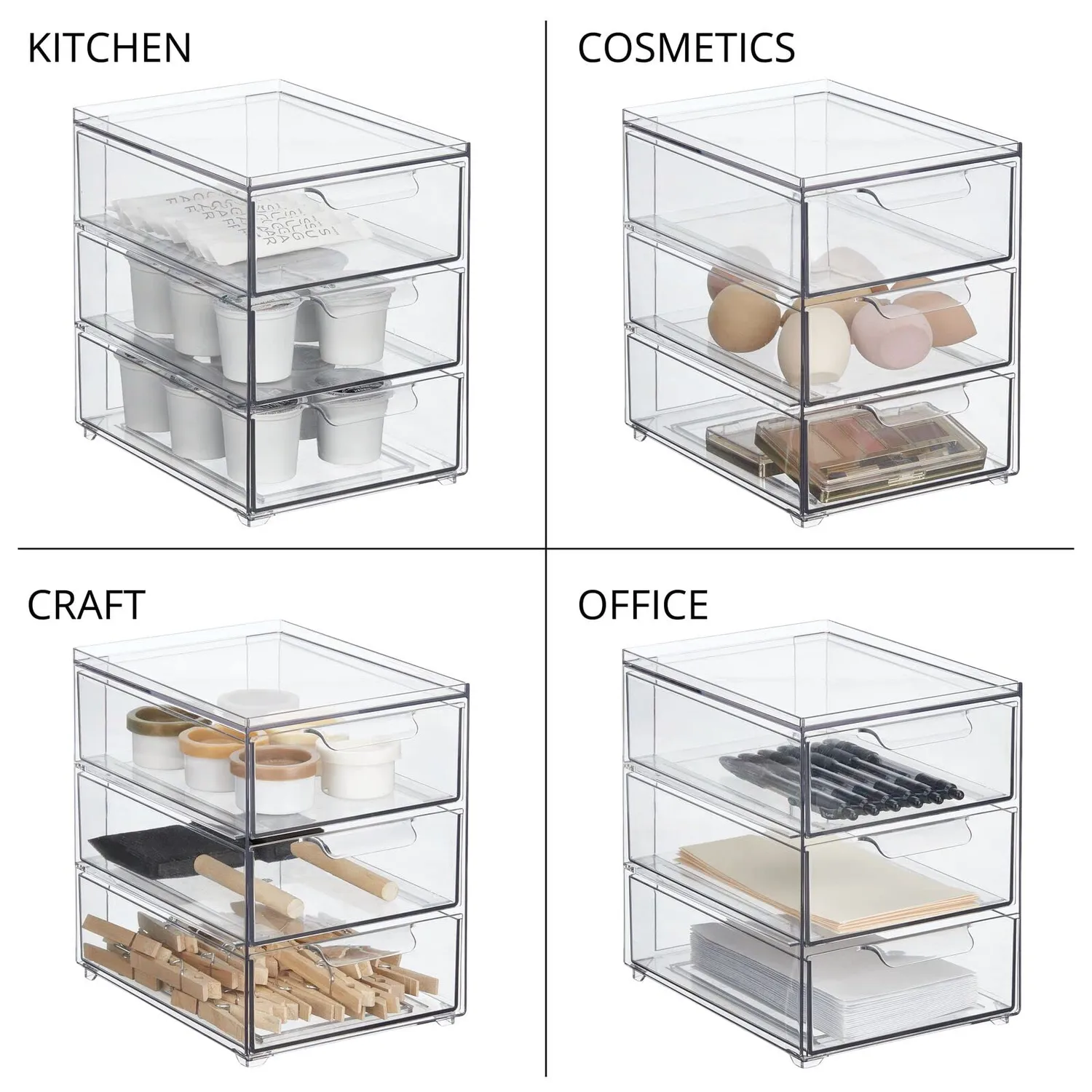 mDesign Schubladenbox Kunststoff Transparent 2er Set