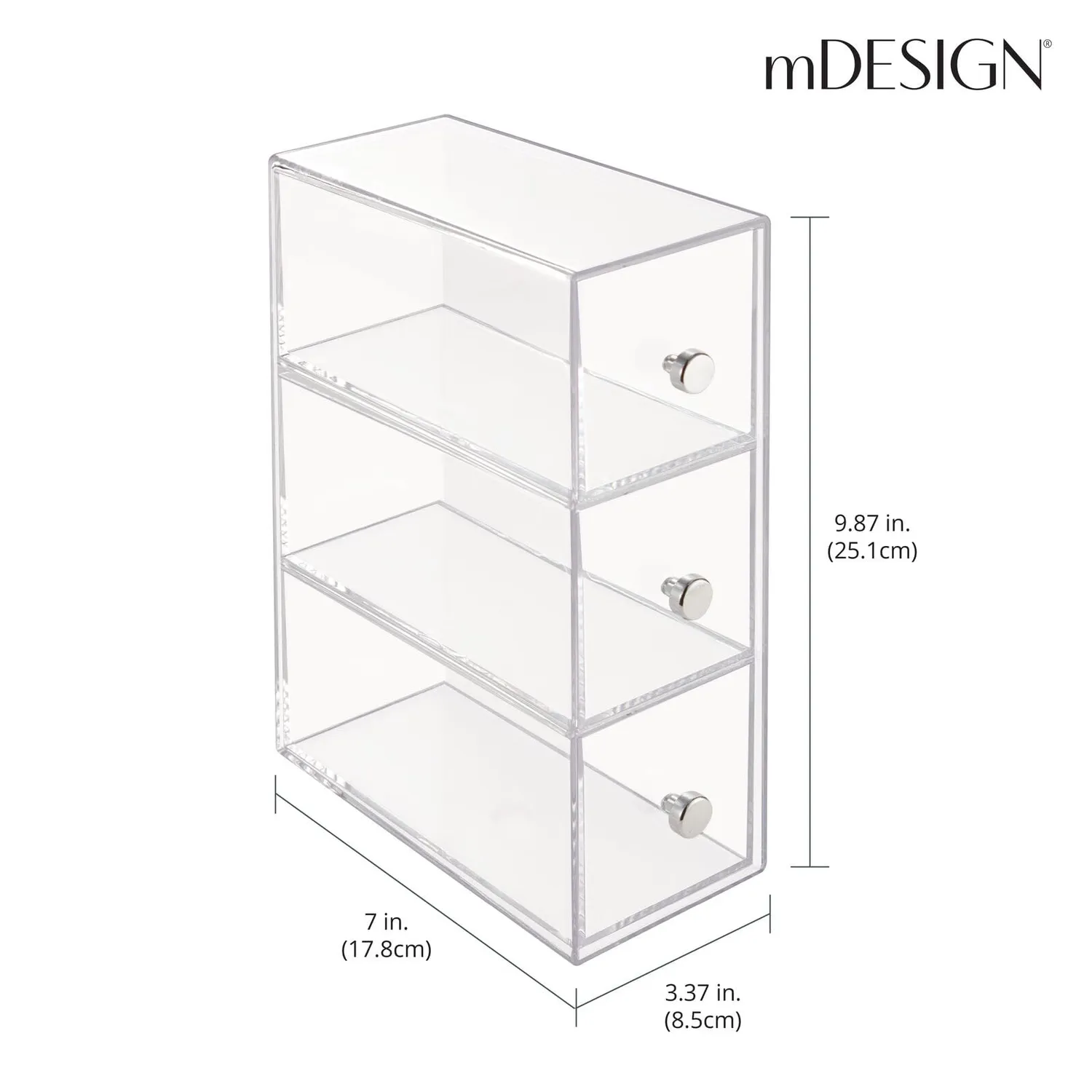 mDesign Aufbewahrungsbox Bad 3 Schubladen Durchsichtig