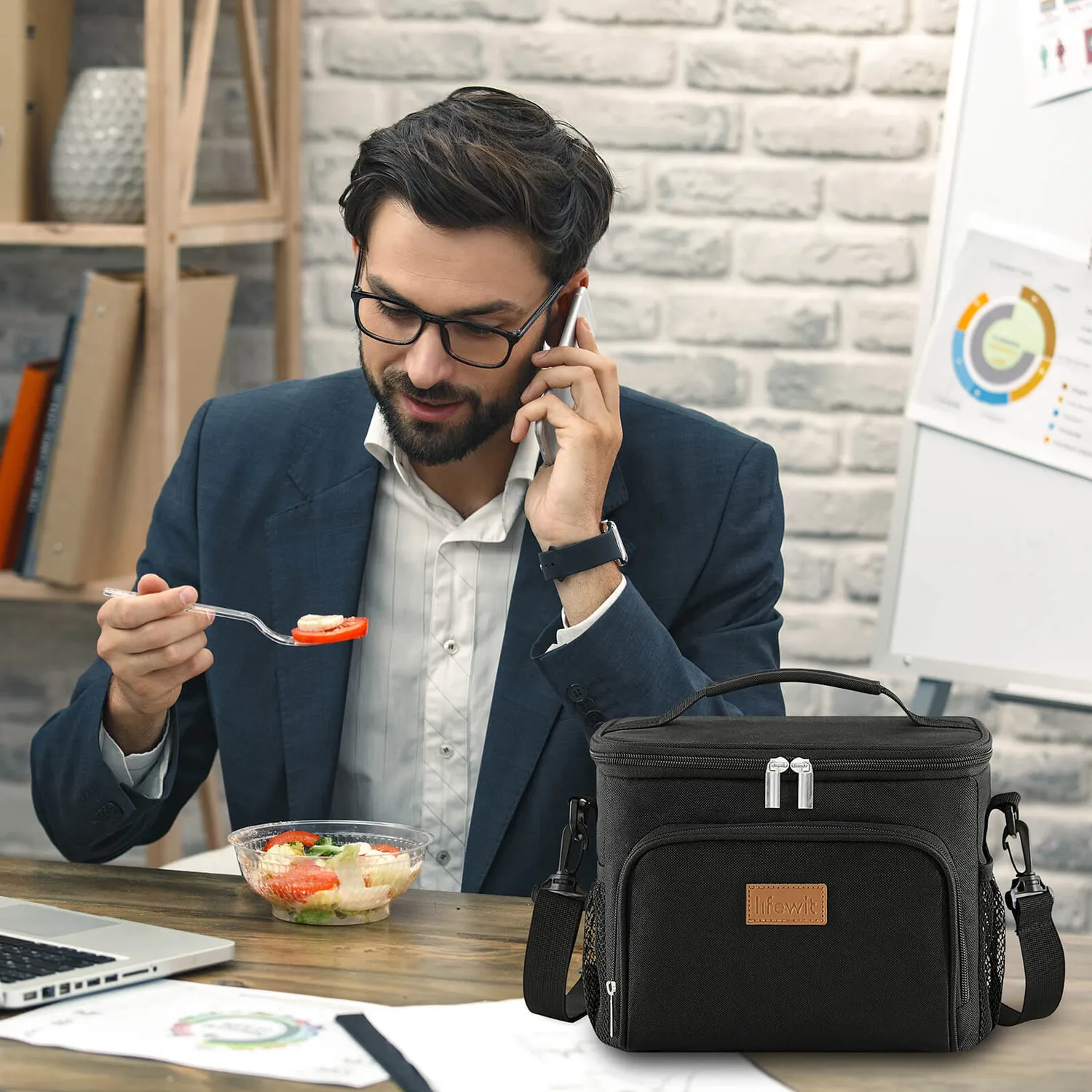 Lifewit Kühltasche Isoliert Schwarz für 12 Dosen Lunchbag