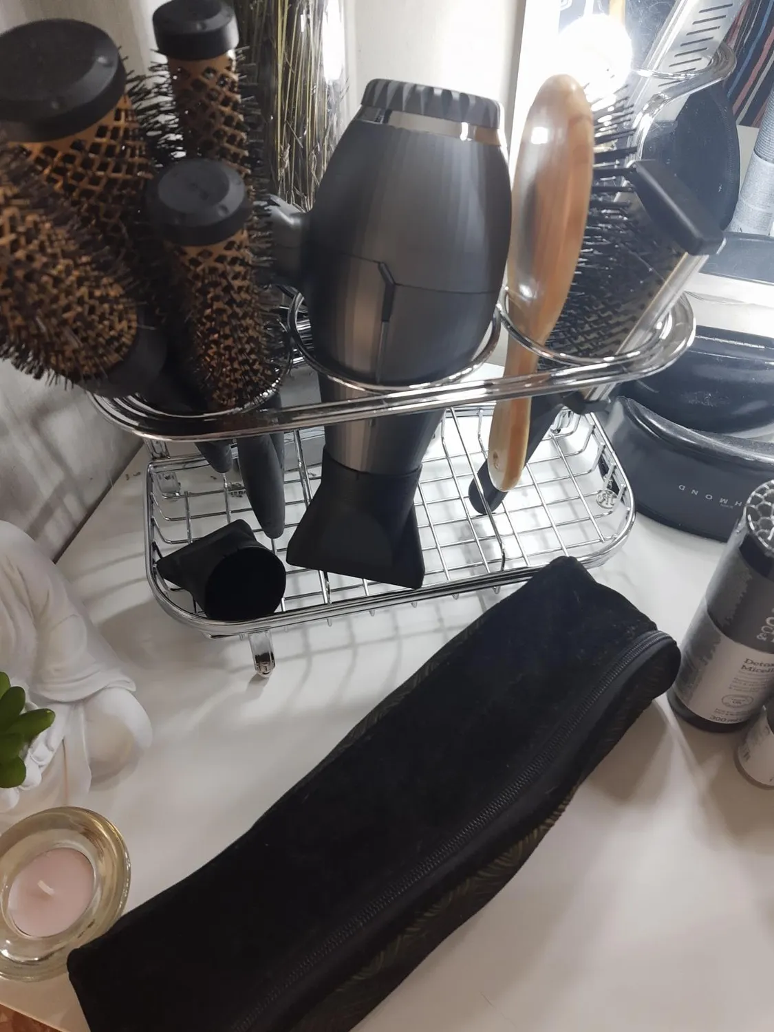 mDesign Fönhalter freistehend silber Badorganizer Stylingstation