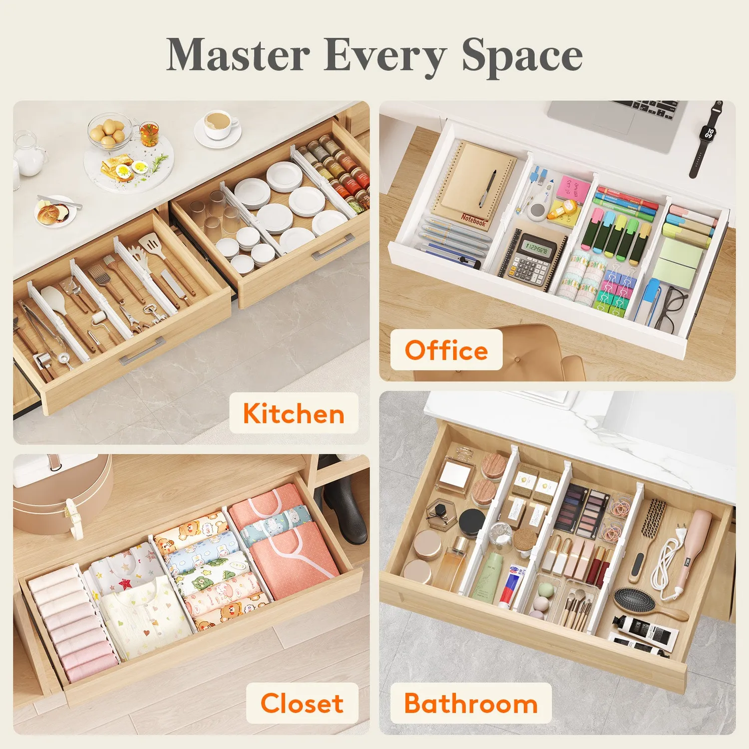 Lifewit Schubladenteiler verstellbar Drawer Organizer 4er Pack