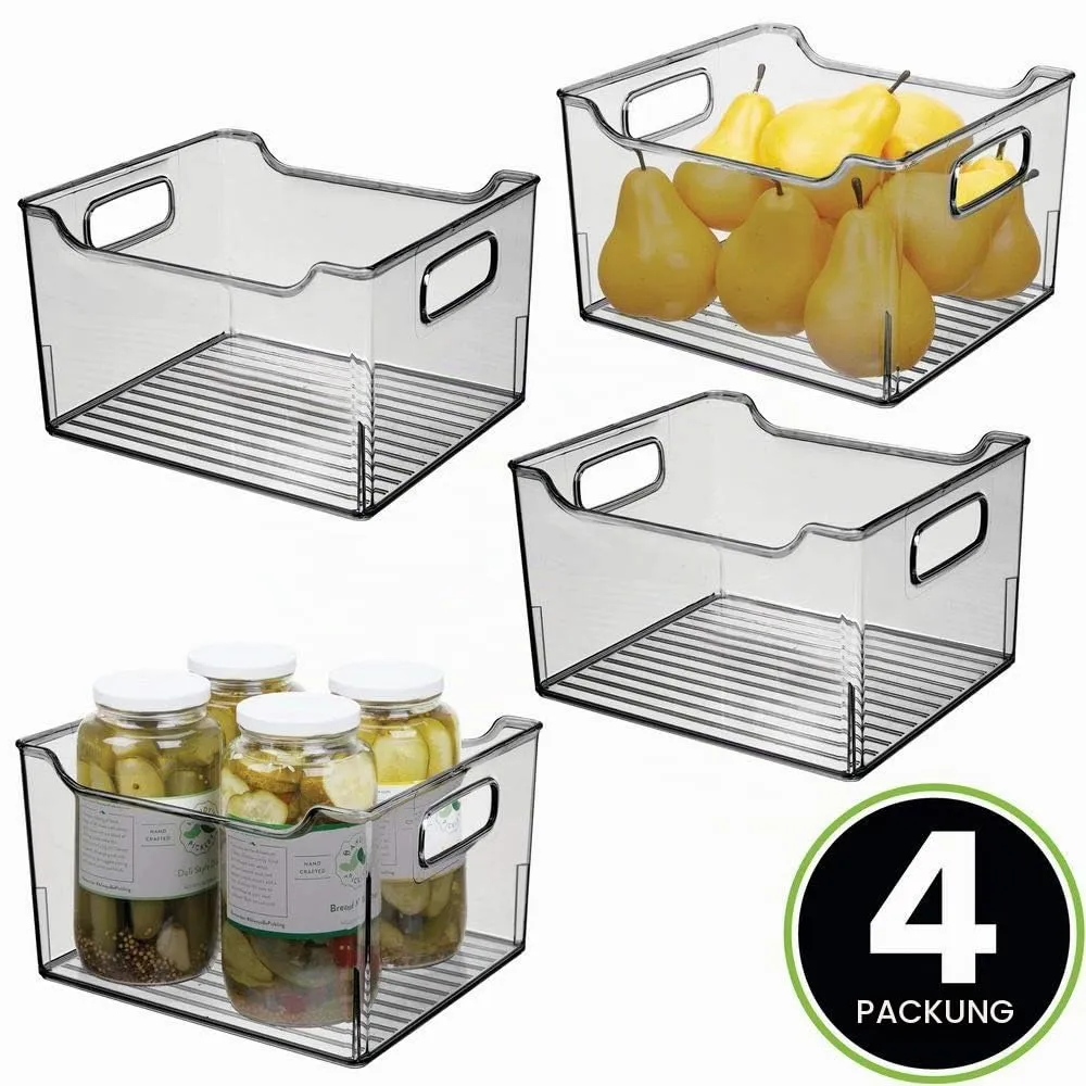 mDesign Aufbewahrungsbox Rauchgrau 25,4cm 4er-Set mit Griff
