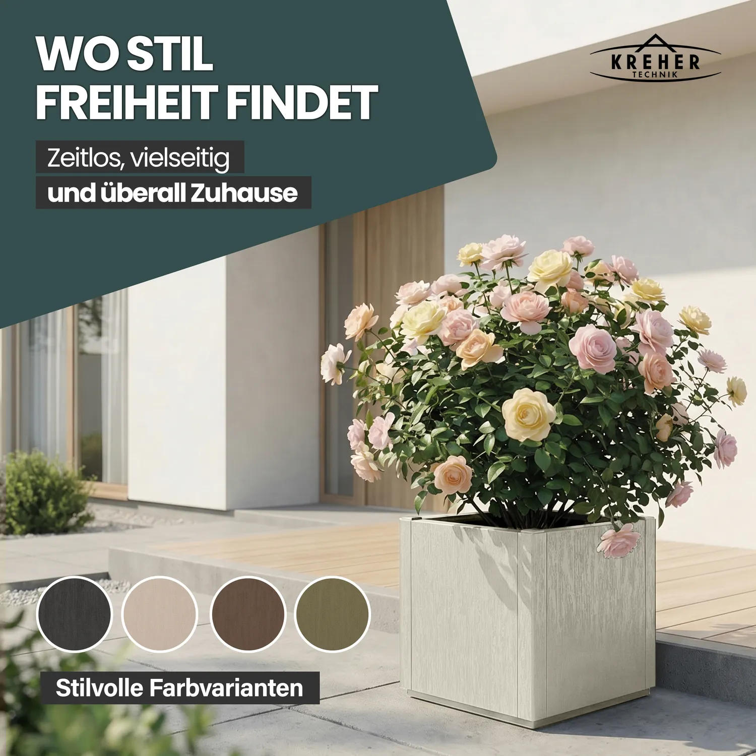 Kreher Ethica schmal Pflanzkasten 2x Beige strukturiert