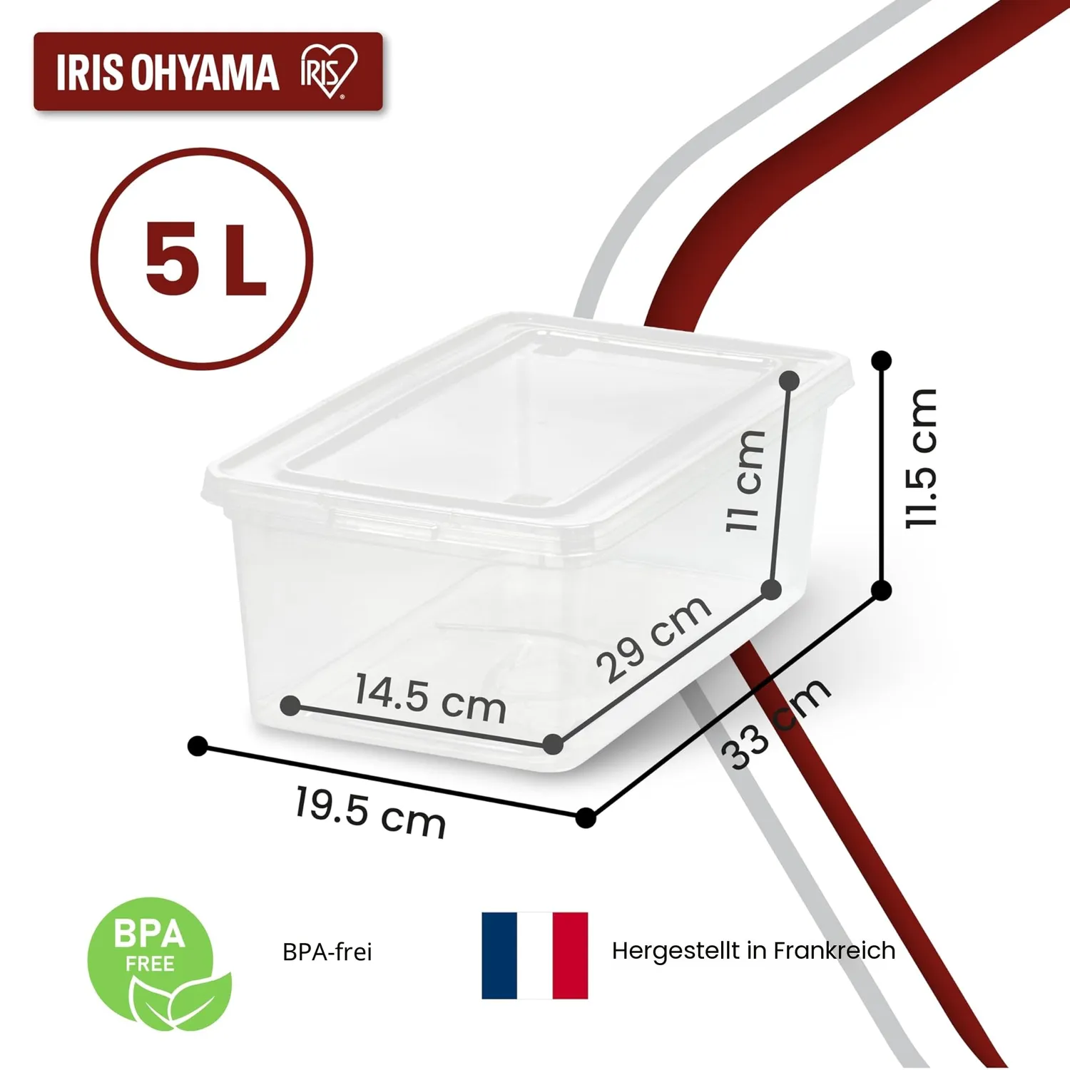 Iris Ohyama Aufbewahrungsbox 5L 10er-Set Transparent Deckel