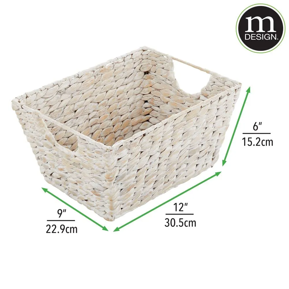 mDesign Flechtkorb Wasserhyazinthe weiß 2er-Set mit Griffen