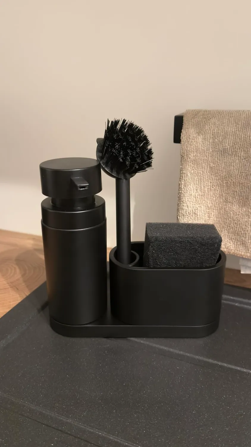 blackswedenhome Spülbecken Organizer Spül-Set schwarz matt Kunststein