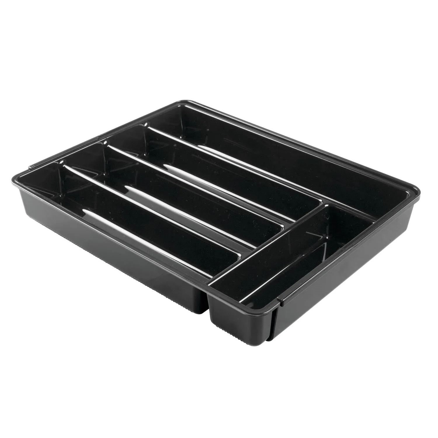 mDesign Besteckkasten Schublade 6 Fächer schwarz 36,5cm rutschfest