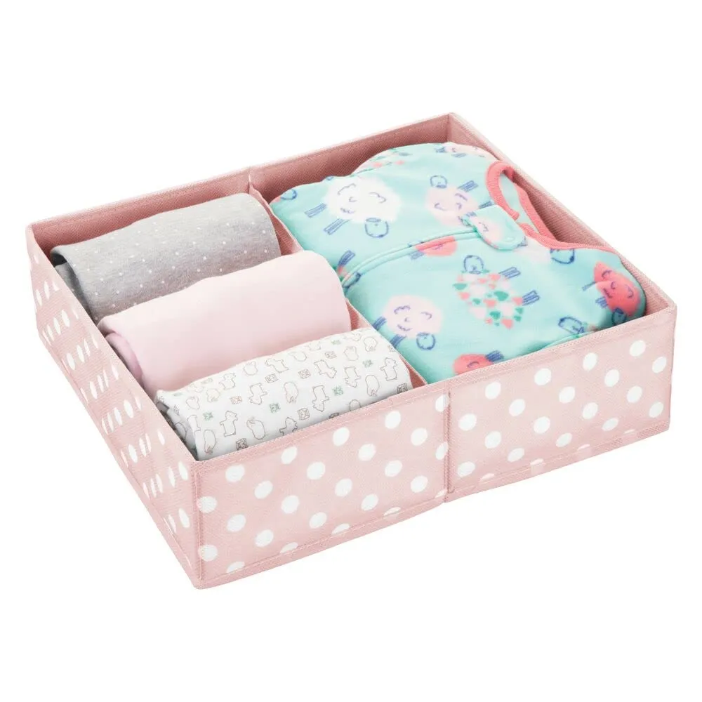 mDesign Aufbewahrungsbox Stoffbox 2 Fächer rosa-weiß 35,6 cm