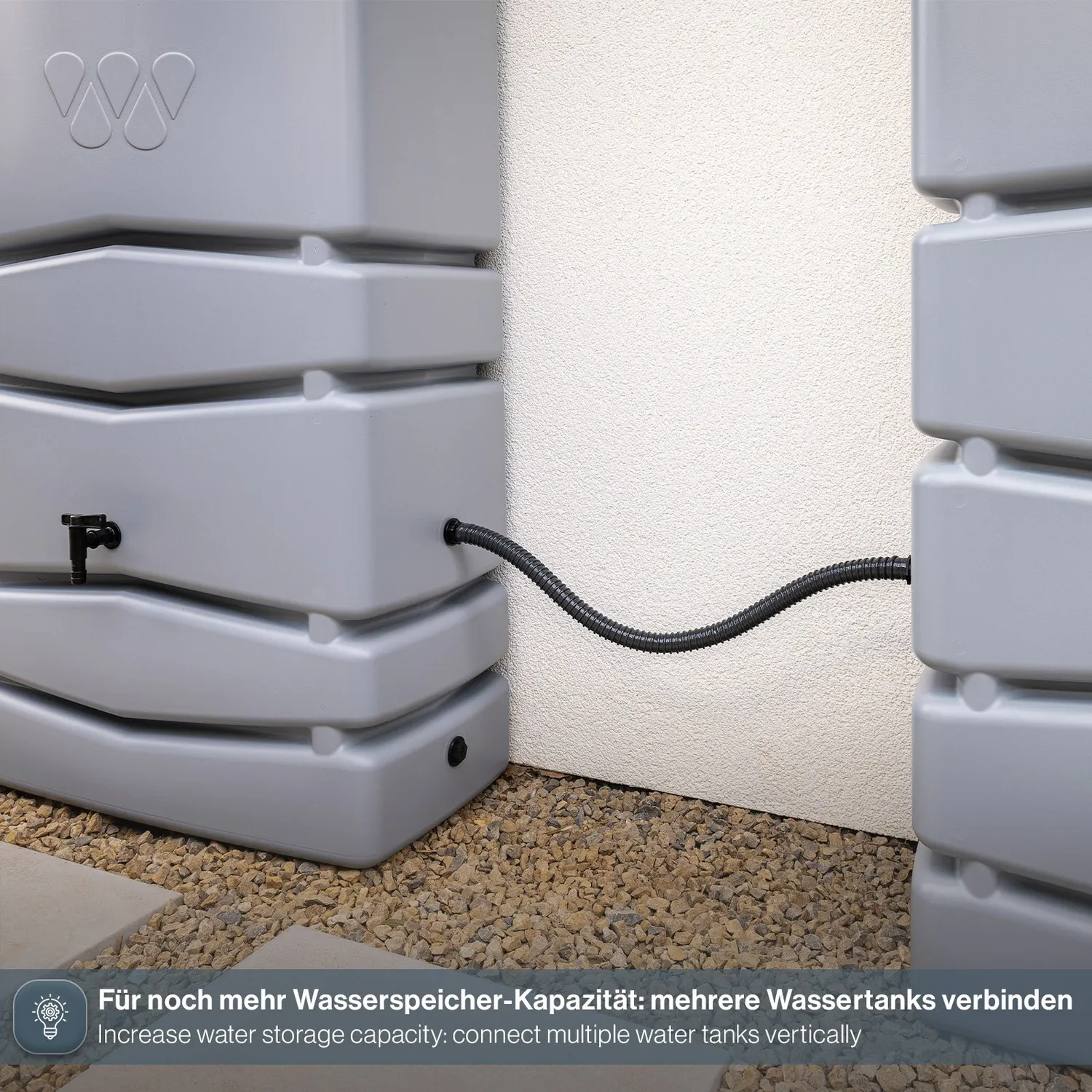 Kreher Aqua Tower Regentonne 350 Liter grau mit Hahn