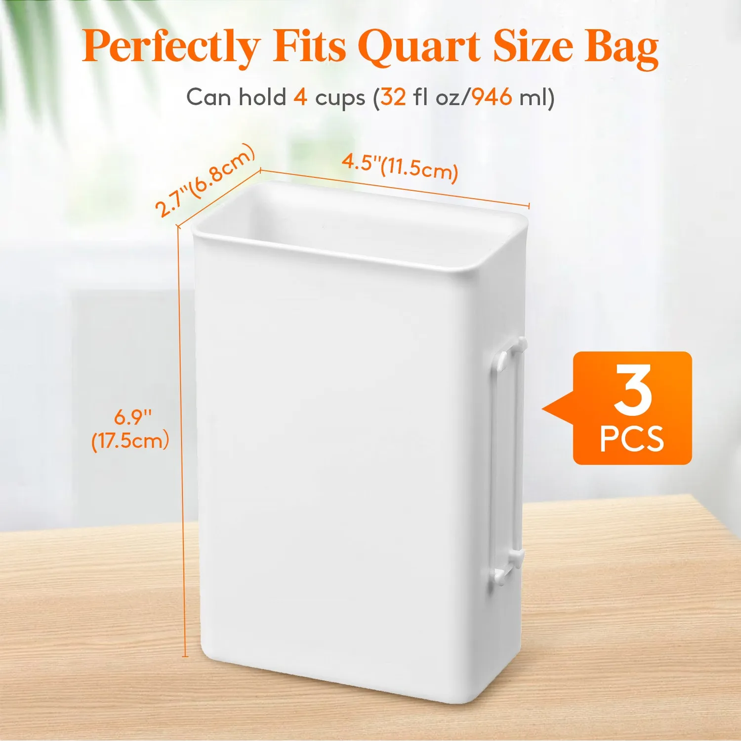 Lifewit Gefrierbehälter 1 Quart eckig 3er Pack