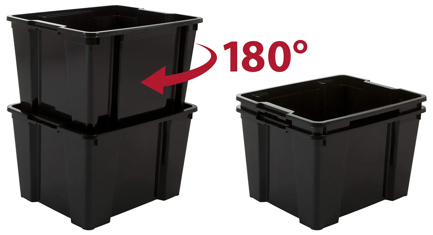 Iris Ohyama Hobby Box HB-45 Aufbewahrungsbox 45 L 3er-Pack schwarz