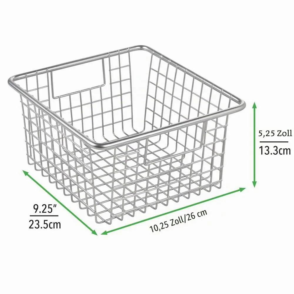 mDesign Gitterbox Drahtkorb silber 4er-Set mit Griffen