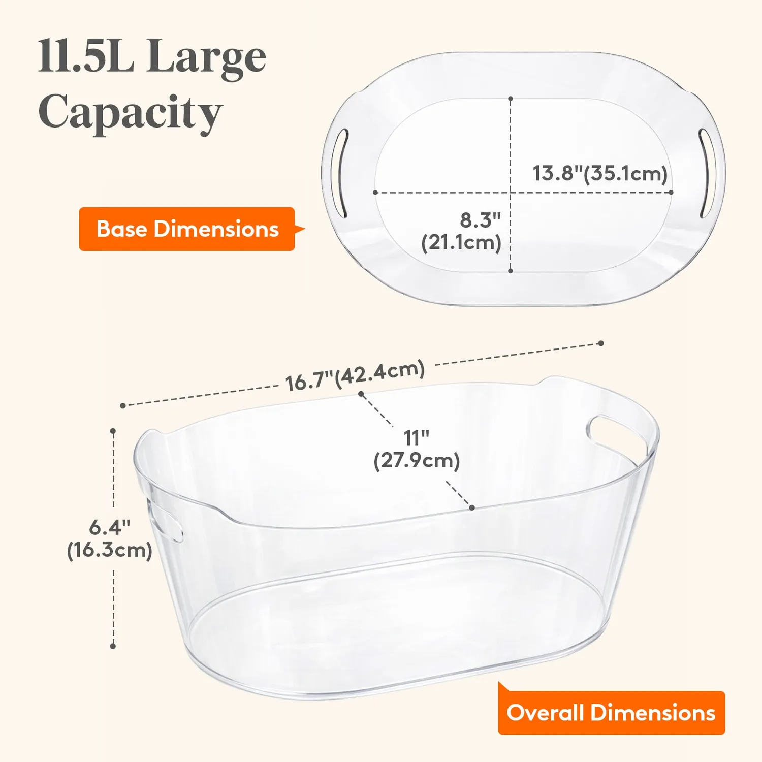 Lifewit Eiseimer 11,5L transparent bruchsicher mit Griffen