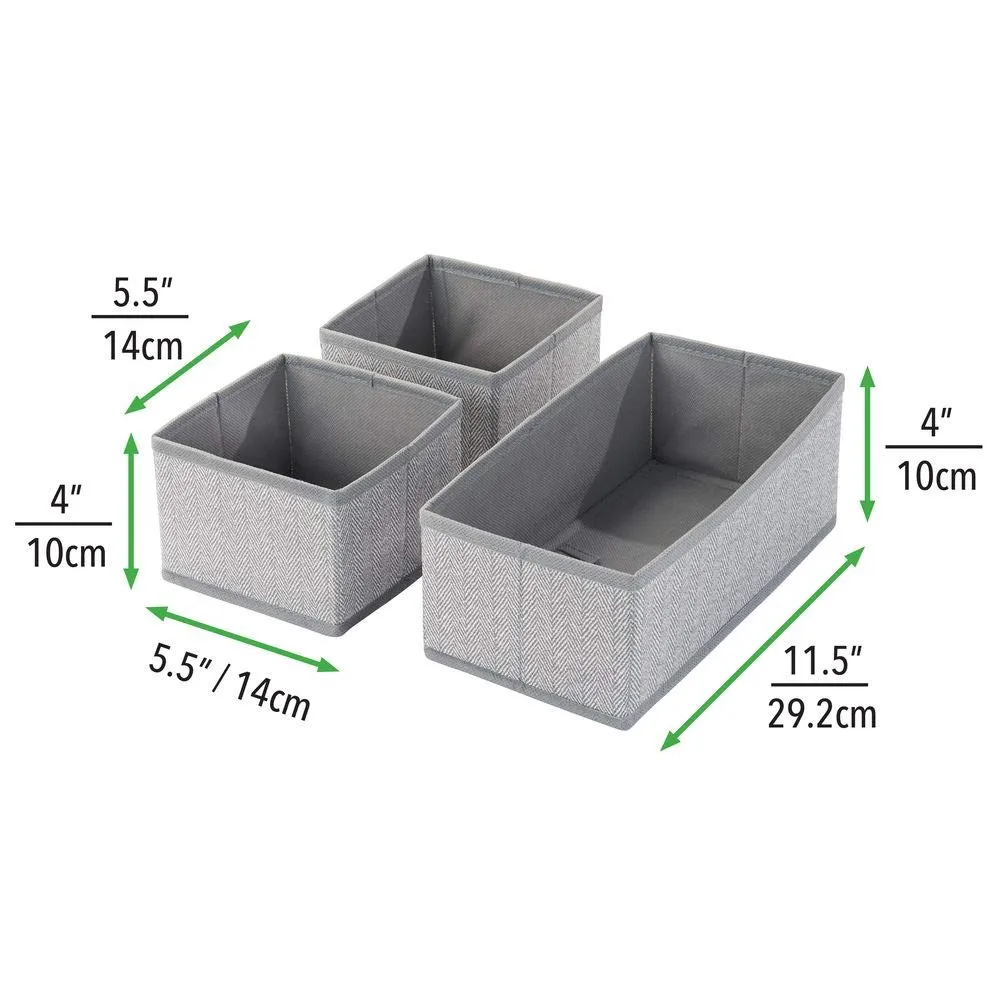 mDesign Aufbewahrungsbox Stoffbox grau Fischgrät 12er-Set