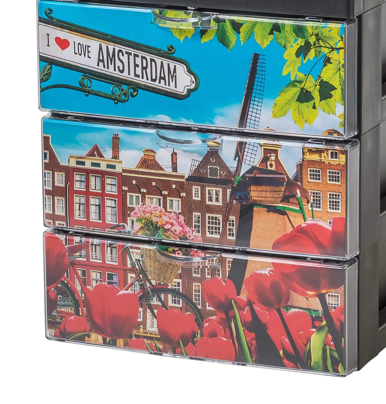 Iris Ohyama SCF-A5 Mini-Schubladenbox Amsterdam 3 Fächer