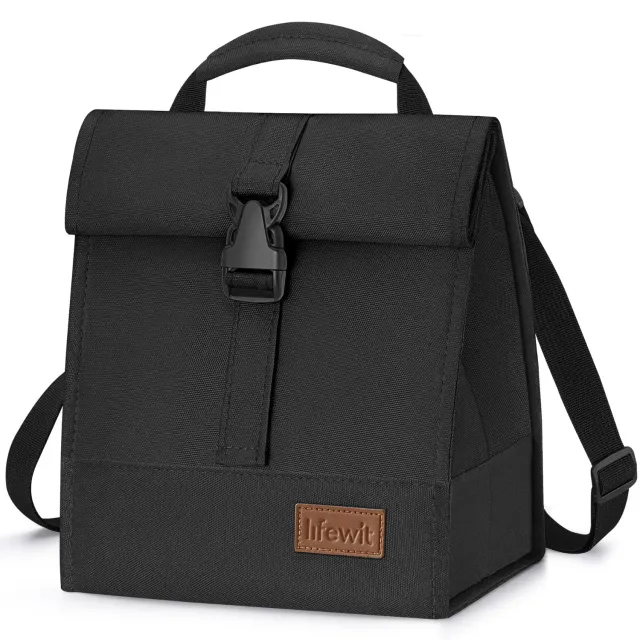 Lifewit Lunchtasche Rolltop isoliert Schwarz 8L