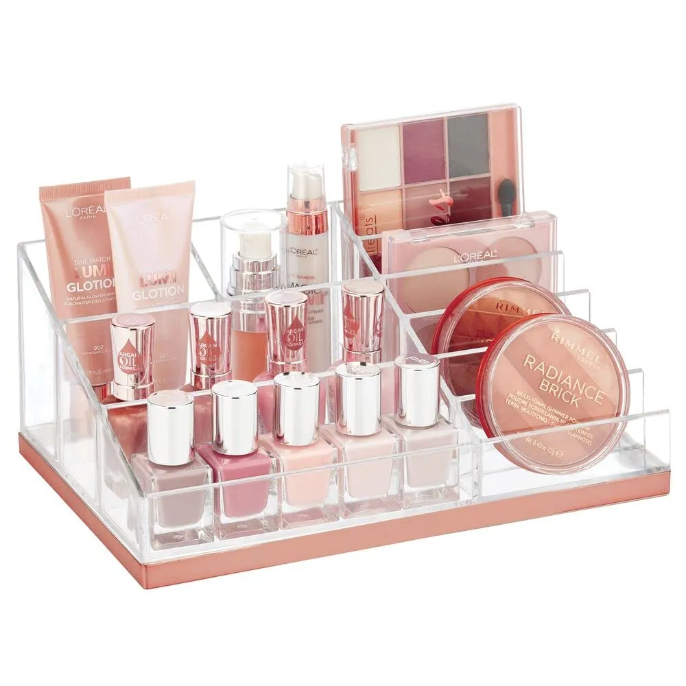 mDesign Kosmetik Organizer Rosegold 10 Fächer durchsichtig