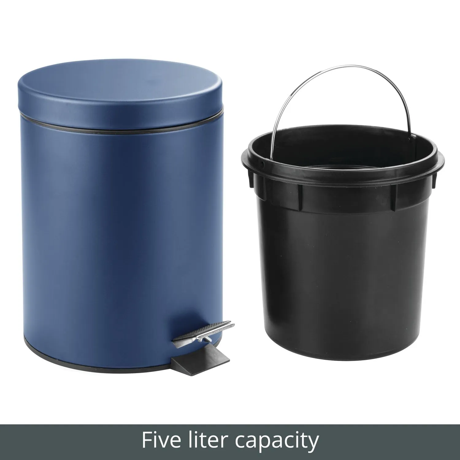 mDesign Tretmülleimer 5 Liter blau Metall