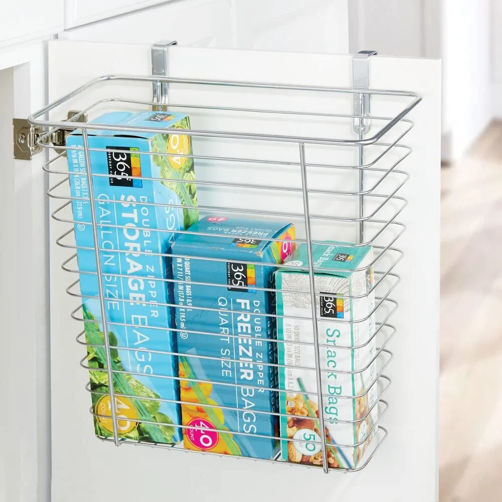 mDesign Schranktürkorb Metall Silber Folien Organizer Hänge