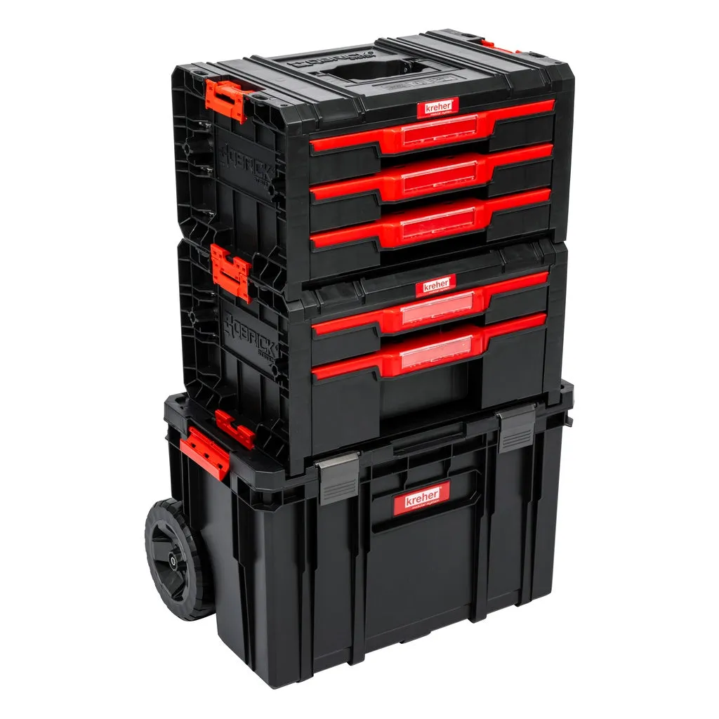 Kreher Q-Brick Two Werkstattwagen 3er Set V6 mit Rollen schwarz