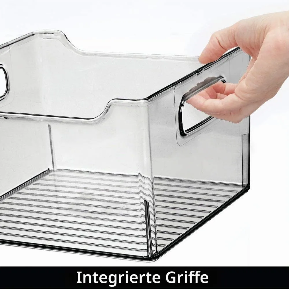 mDesign Aufbewahrungsbox Rauchgrau 25,4cm 4er-Set mit Griff