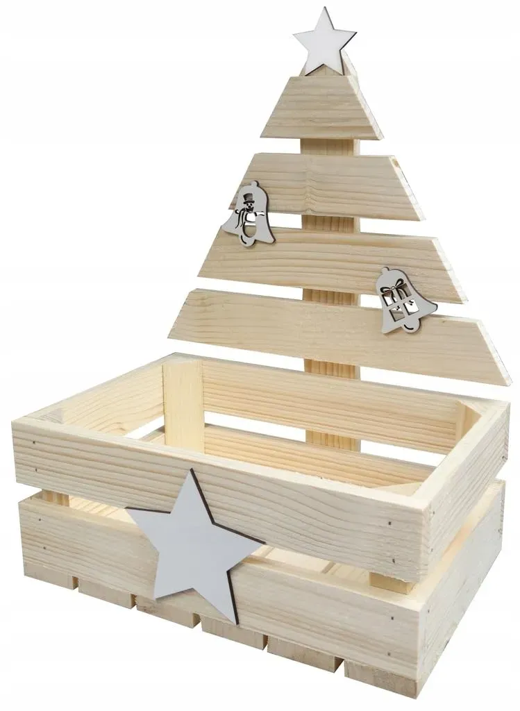 GoodFreshDecor Holzkiste Weihnachten Tannenbaum Kiste 30x20x40