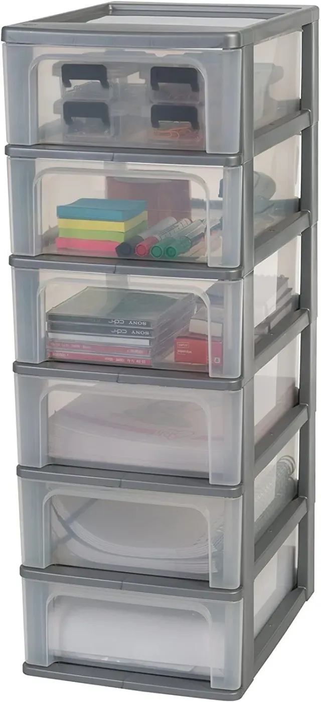 Iris Ohyama Organizer Chest OCH-2006 Schubladenbox silber 6x7L