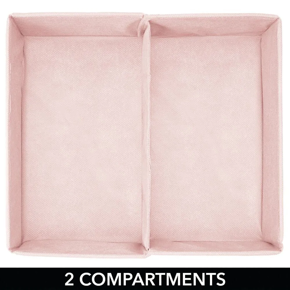 mDesign Aufbewahrungsbox Stoffbox 2 Fächer rosa-weiß 35,6 cm