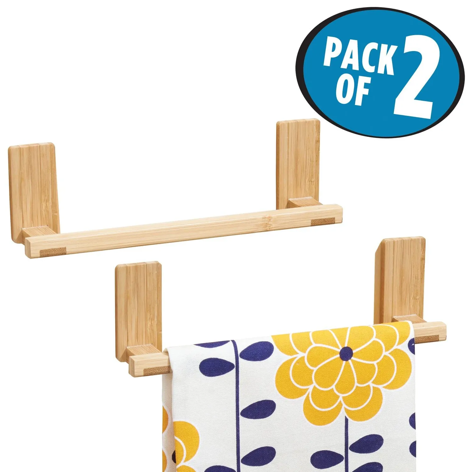 mDesign AFFIXX Handtuchhalter Bambus selbstklebend 2er-Set