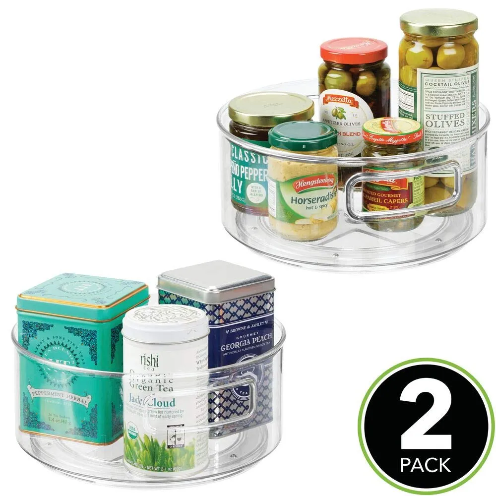 mDesign 06610MDKEU Lazy Susan Drehkorb 2er-Set klar 22,9 cm