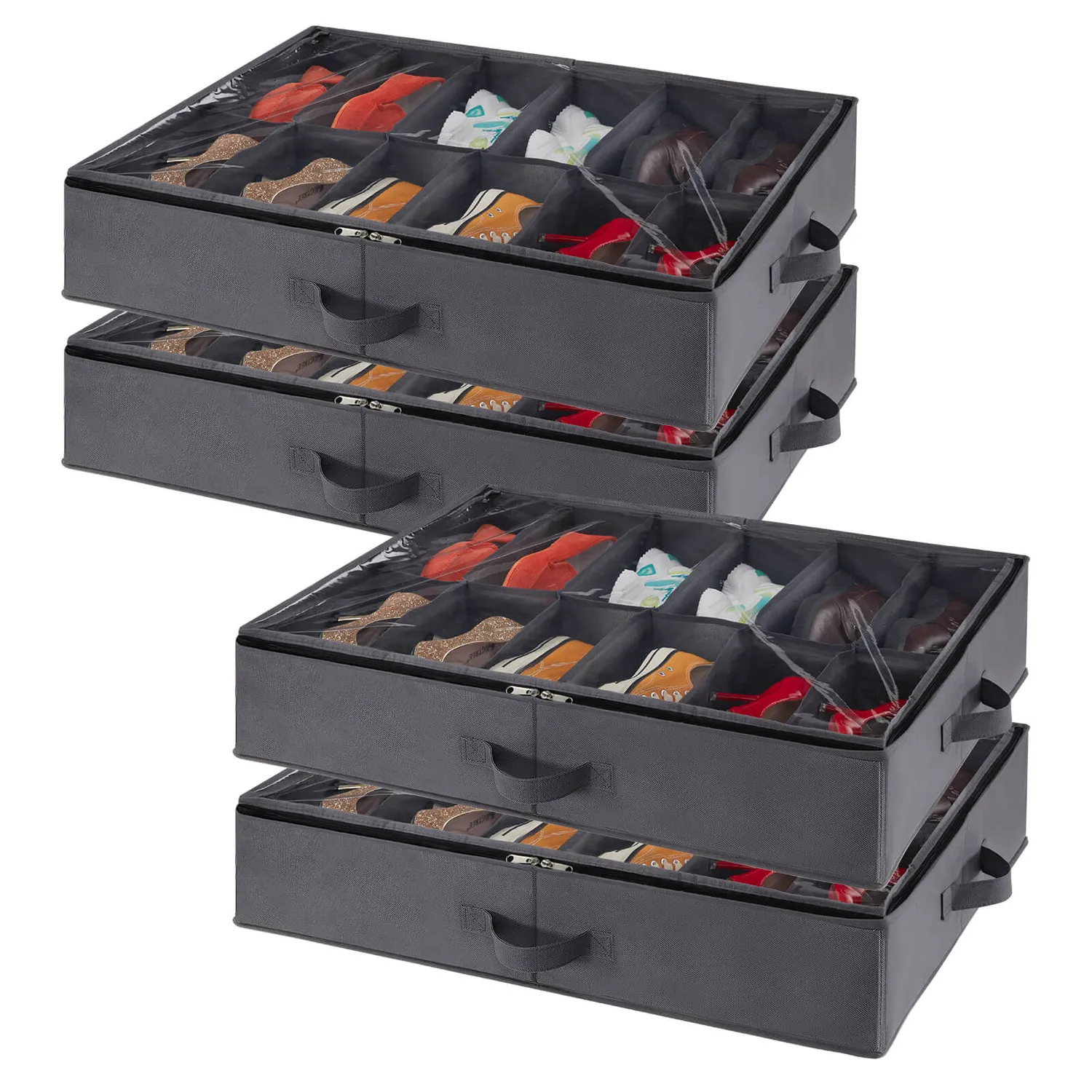 Lifewit Unterbett Schuh Organizer Grau 2er Pack 24 Paar