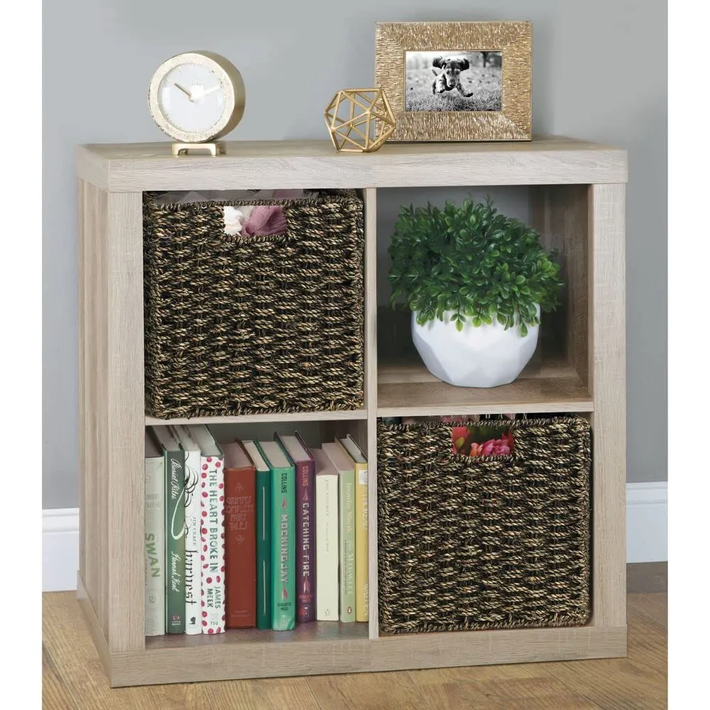 mDesign Aufbewahrungskorb Seegras schwarz 2er Set 26,7 cm