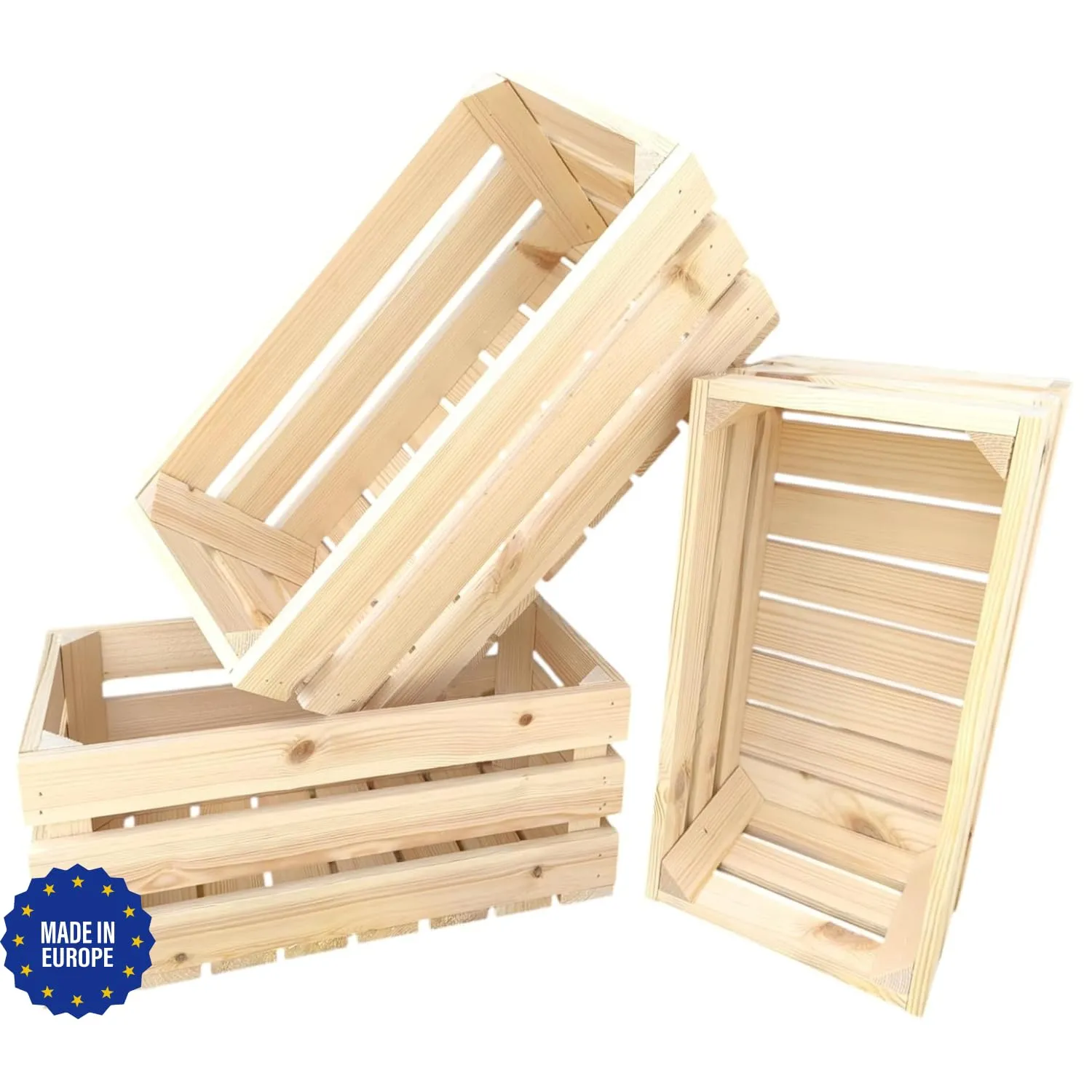 GoodFreshDecor Holzkisten 3er Set 40x20x18 cm natur