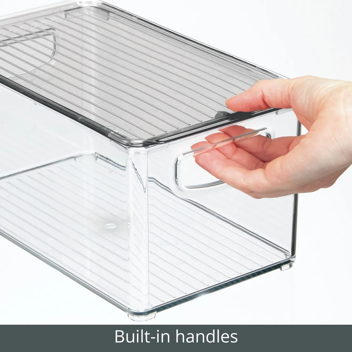 mDesign Aufbewahrungsbox mit Deckel 6er transparent grau stapelbar