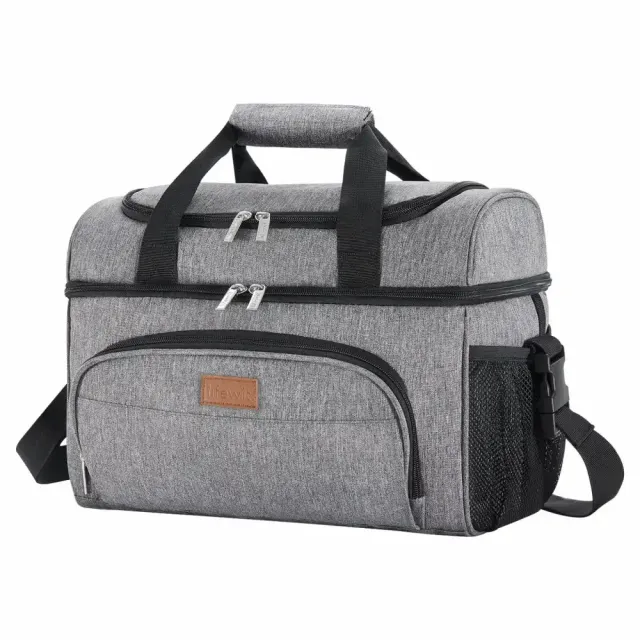 Lifewit Kühltasche 27 Dosen Grau isoliert auslaufsicher