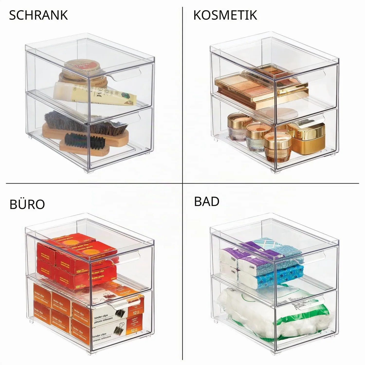 mDesign Schubladenbox Schuhbox transparent 2er-Set