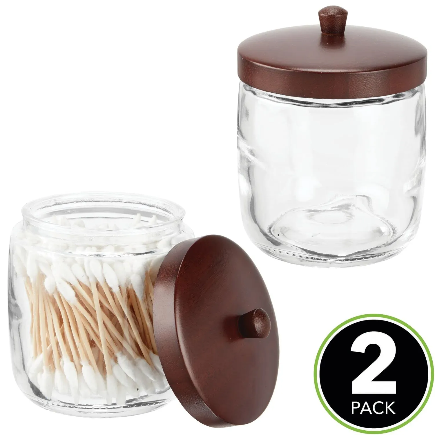 mDesign Apothekerglas Glas Bambusdeckel 2er-Set transparent