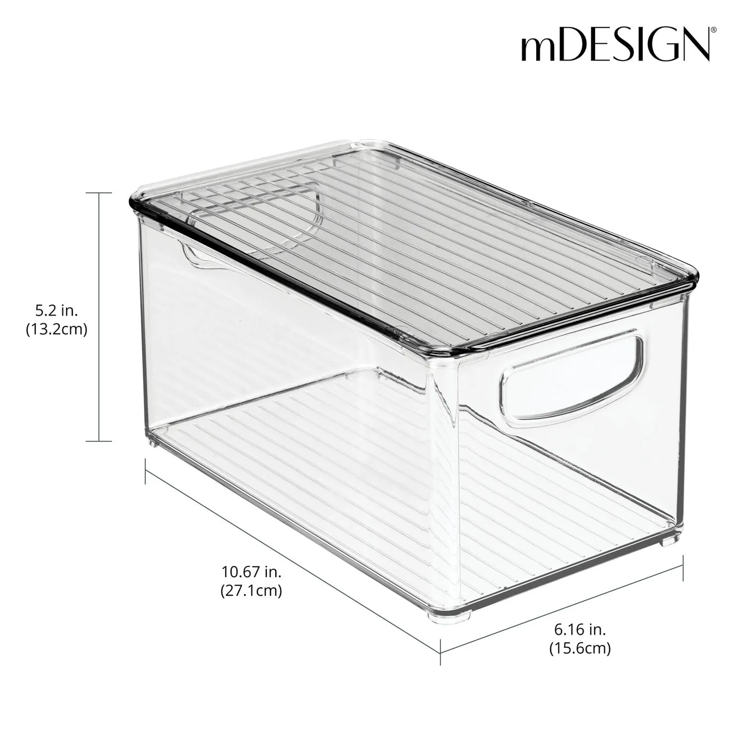 mDesign Aufbewahrungsbox mit Deckel 6er transparent grau stapelbar
